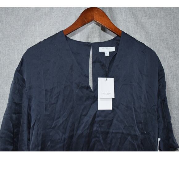 Equipment Navy Blue Silk Short Sleeve Blouse XS - Picture 2 of 3